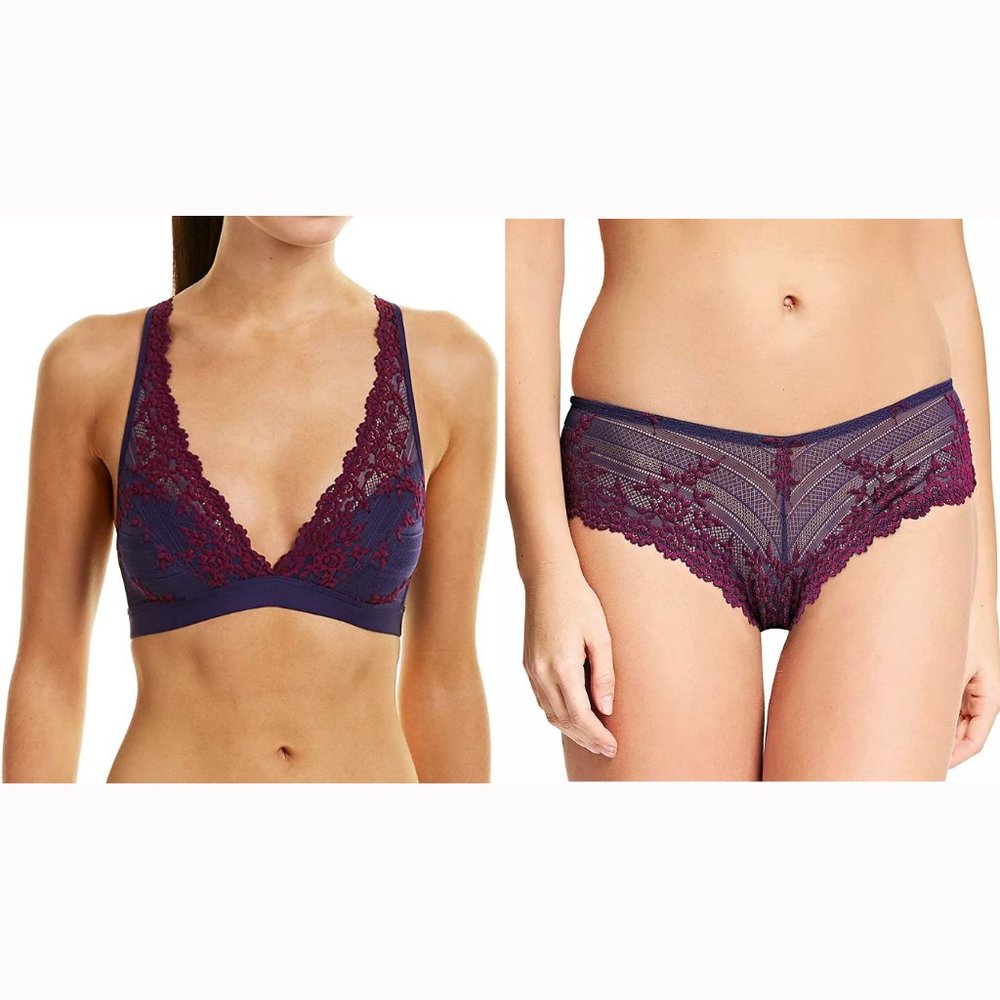 Wacoal Embrace Lace Bralette and Tanga Set (Size 36 / S)